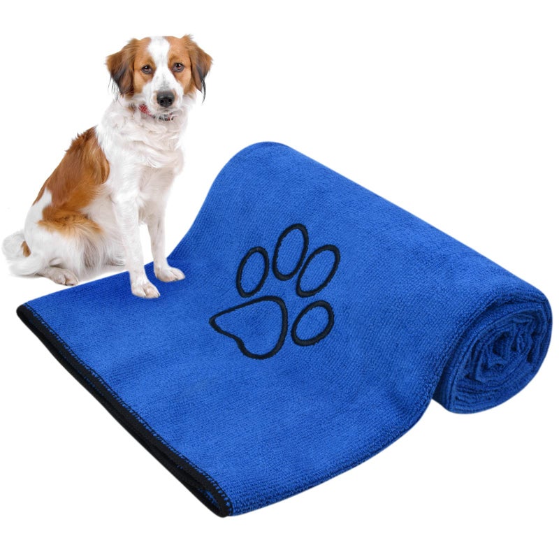 KinHwa Dog Towel Super Absorbent Pet Bath Towel Microfiber Dog Drying Towel for Small, Medium, Large Dogs and Cats 30inch x 50inch Dark-Blue - Image 1